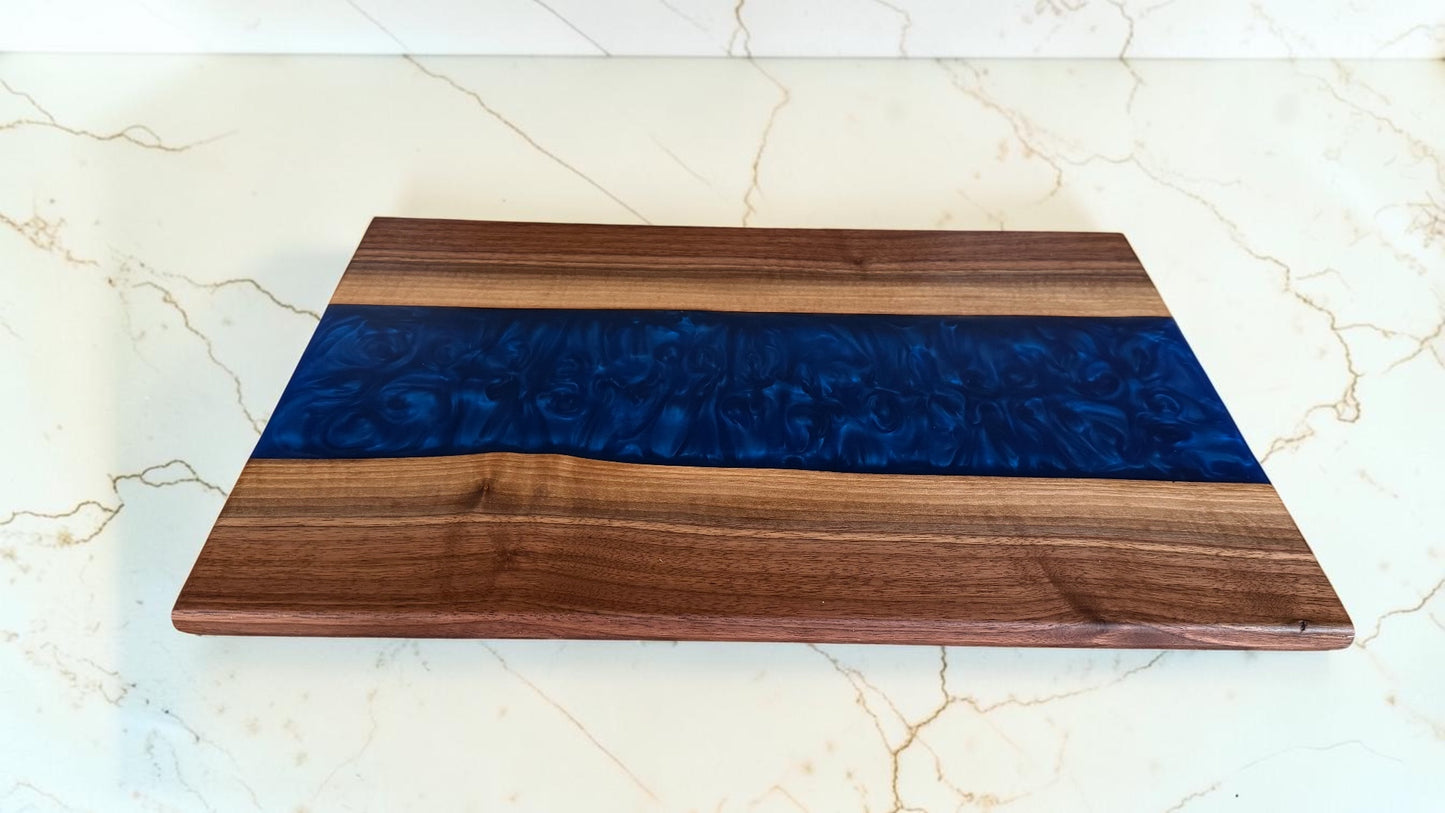 Custom Live Edge Charcuterie Board: Walnut & Epoxy River