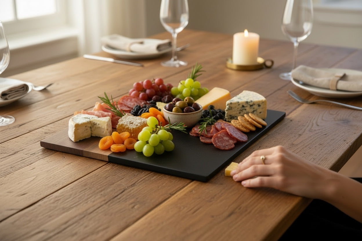 Syzygy Series: Half River Wood & Resin Serving Tray - Black