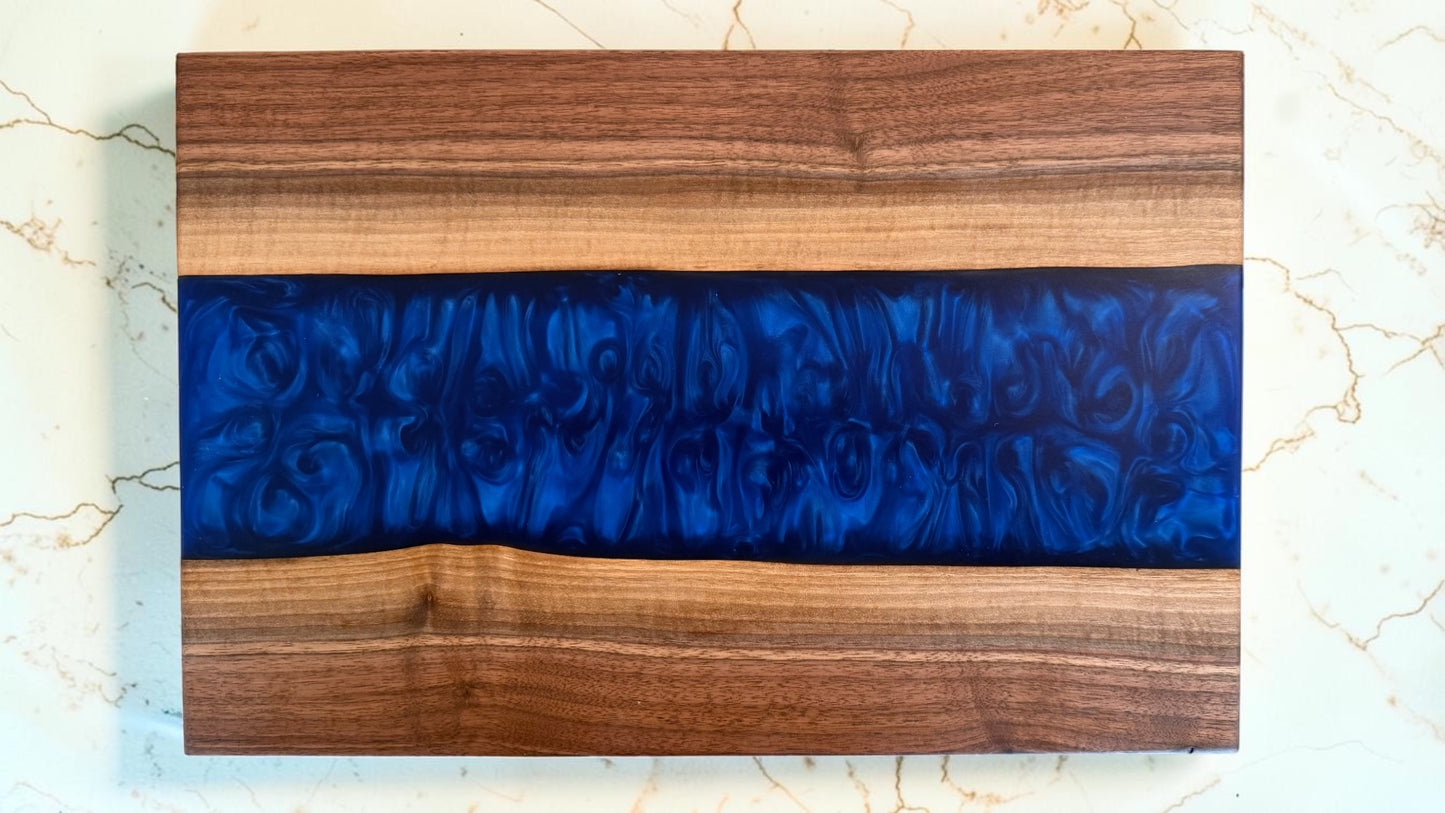 Custom Live Edge Charcuterie Board: Walnut & Epoxy River