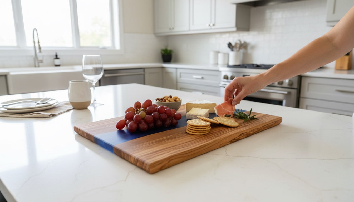 Custom Live Edge Charcuterie Board: Walnut & Epoxy River