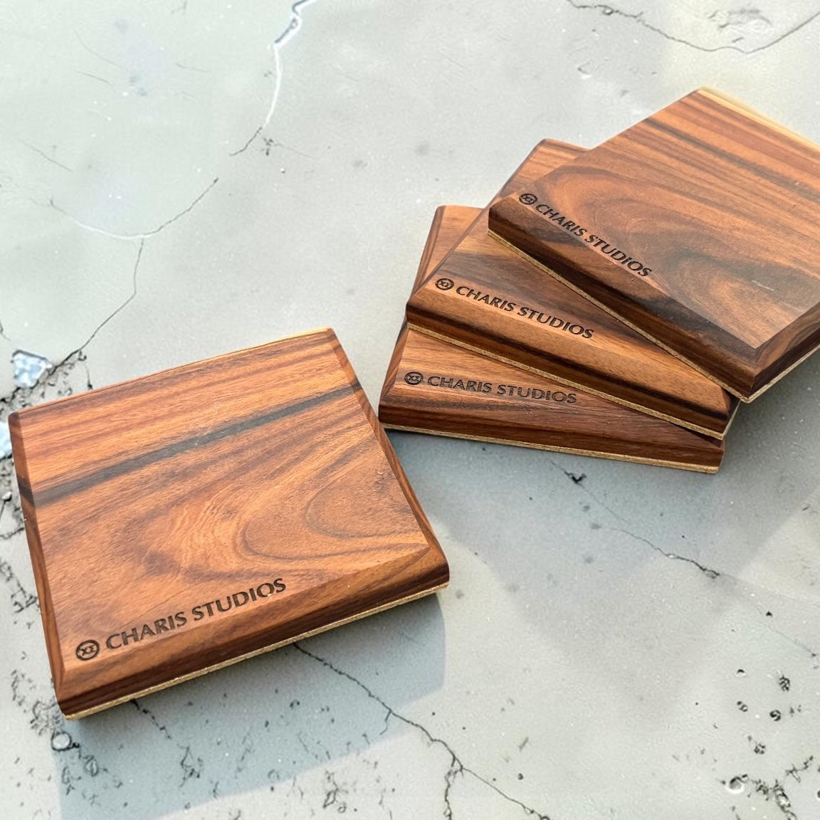 Custom NFC Smart Coaster (Set of 4) — Bespoke Hardwood with Engraving