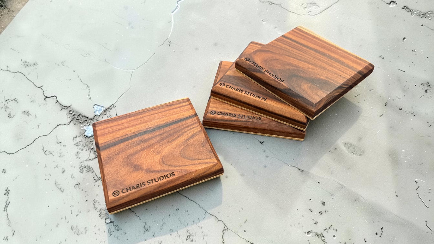 Custom NFC Smart Coaster (Set of 4) — Bespoke Hardwood with Engraving