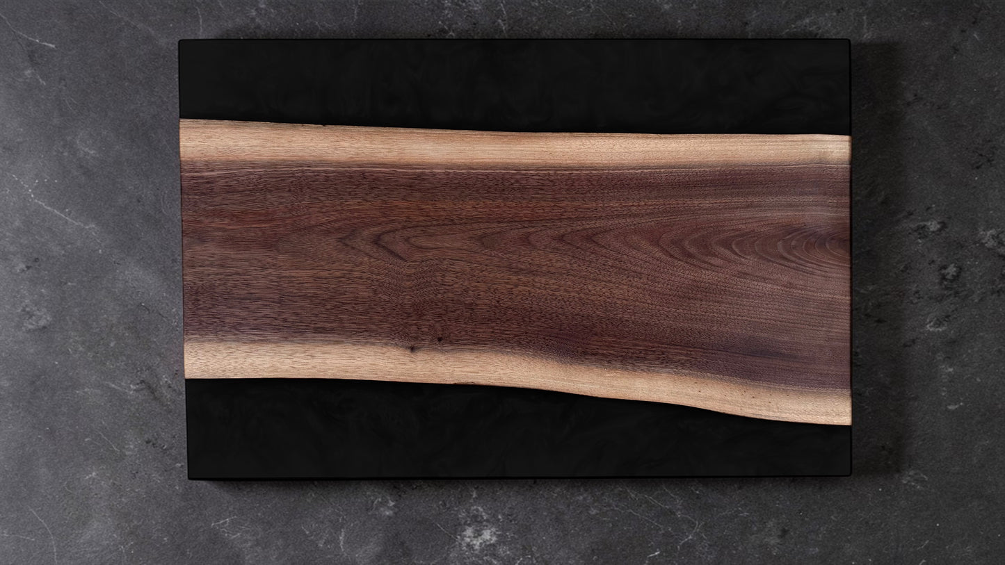 Peras Series: Outer Edge Resin Framed Serving Board - Black