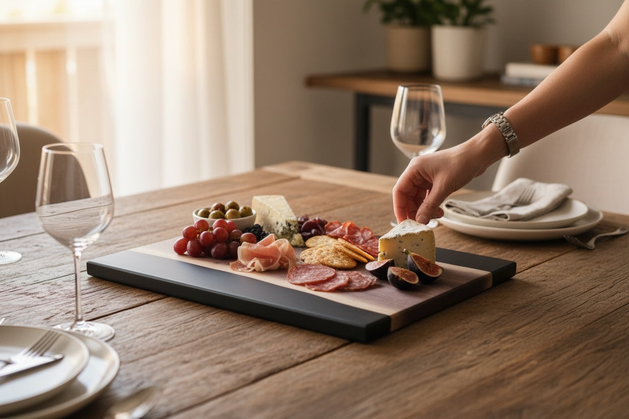 Custom Live Edge Charcuterie Board: Walnut & Epoxy River