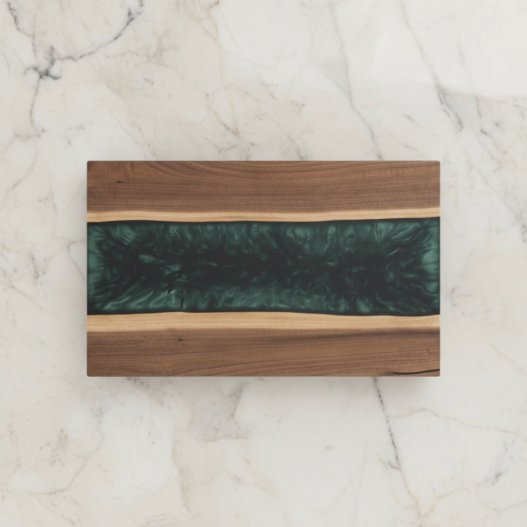 Custom Live Edge Charcuterie Board: Walnut & Epoxy River