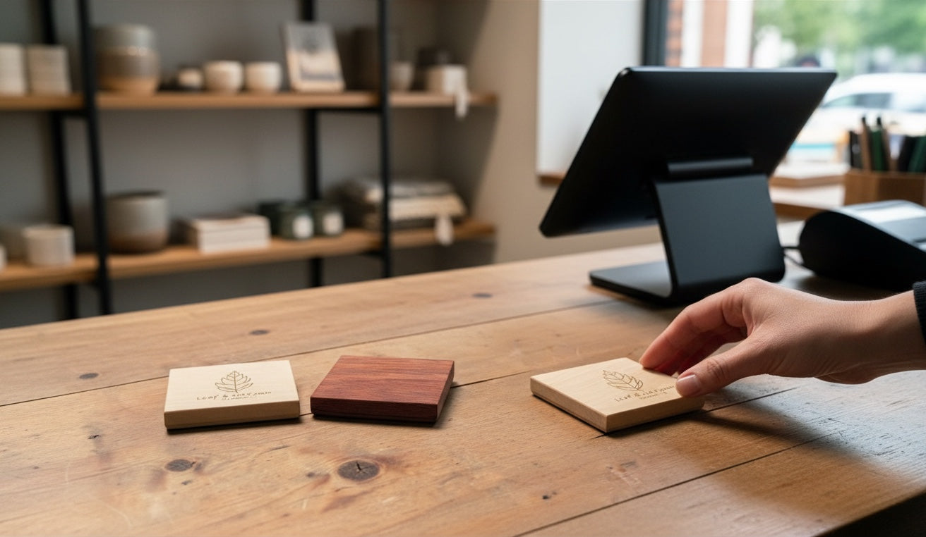 Mini NFC Smart Tag | Custom Logo Wood Tag | 2" Handcrafted