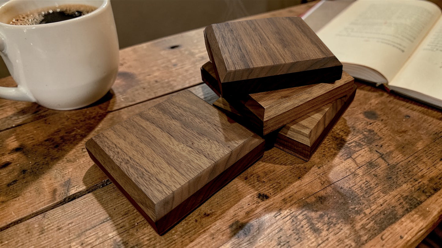 Solid Walnut Square Coasters