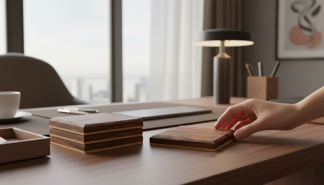 Custom NFC Smart Coaster (Set of 4) — Bespoke Hardwood with Engraving