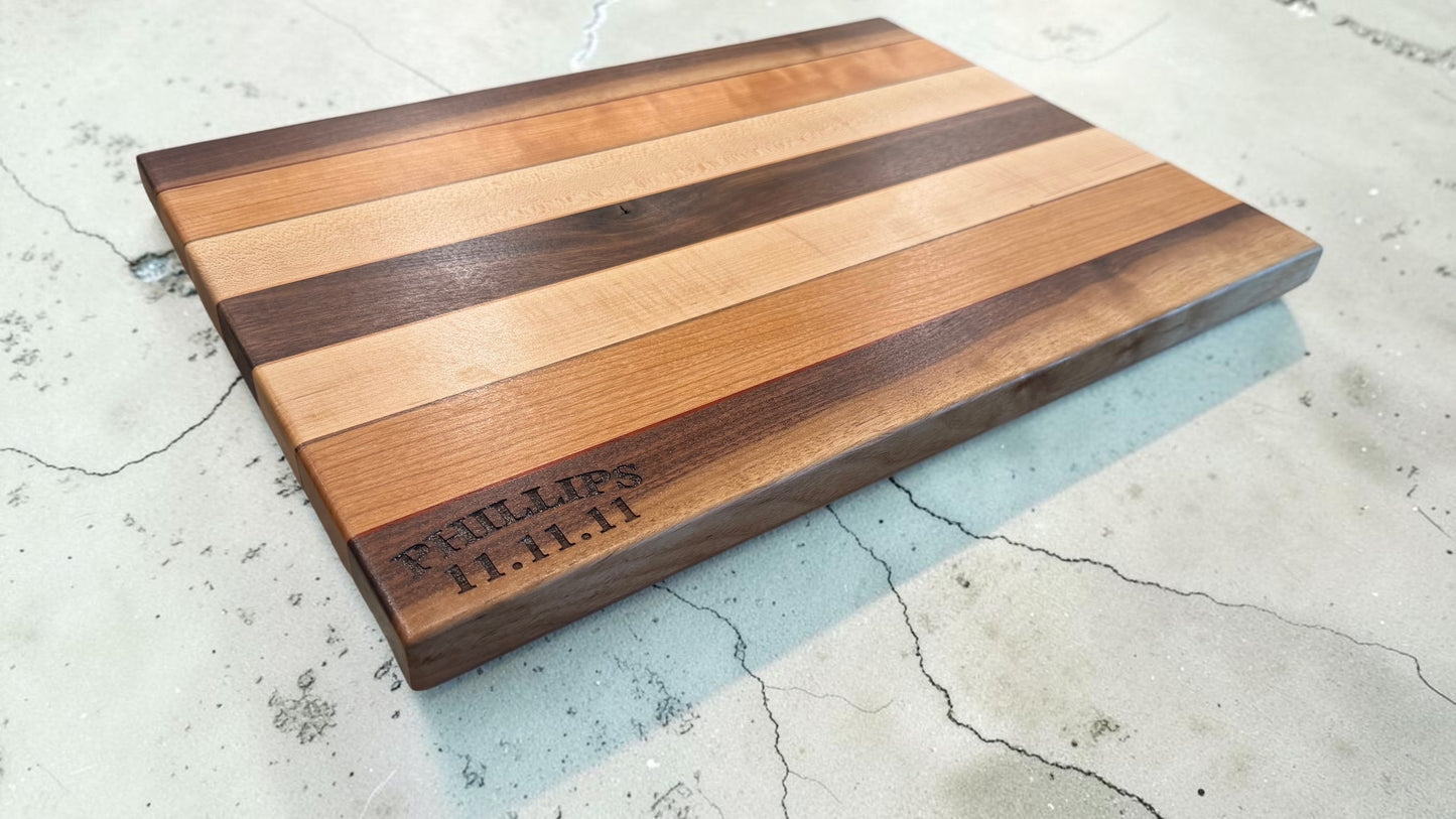 Made to Order — Edge-Grain Cutting Board with Hidden NFC Smart Tag | Multi-Wood Signature Series