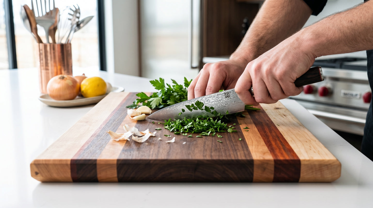 Made to Order — Edge-Grain Cutting Board with Hidden NFC Smart Tag | Multi-Wood Signature Series
